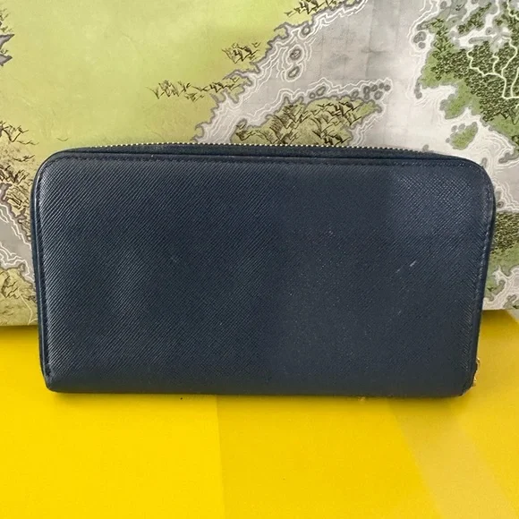 Authentic Prada, zippy wallet, navy blue